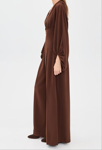 Bubble Sleeve Wide Leg Jumpsuit