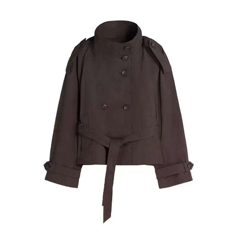 Stand Collar Double-Breasted Trench
