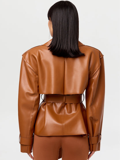 Fitted PU Leather Jacket