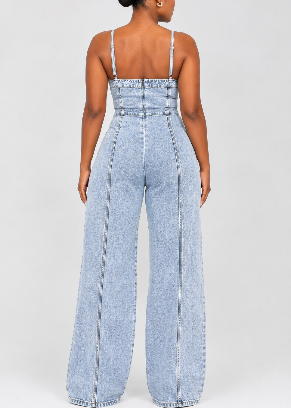 Women's Sling Denim Wide Leg Jumpsuit