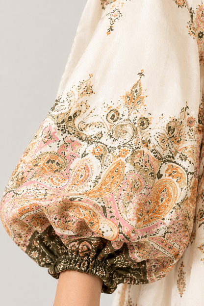 Elegant Chiffon Lantern-Sleeve Dress