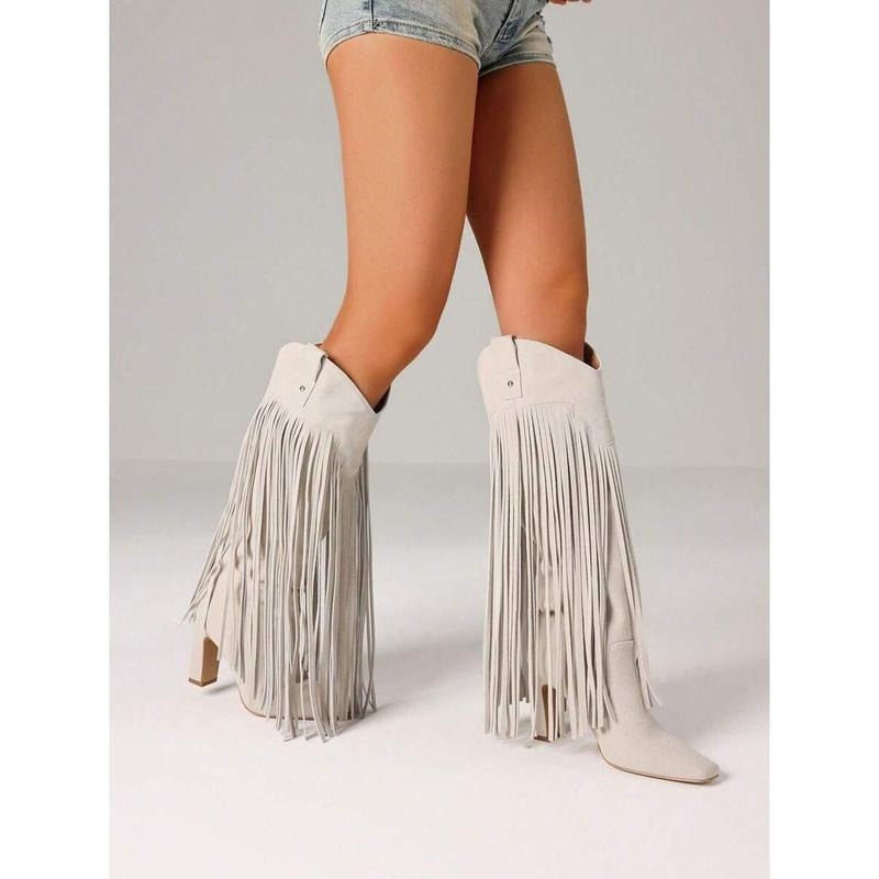 Suede Fringe Western Boots
