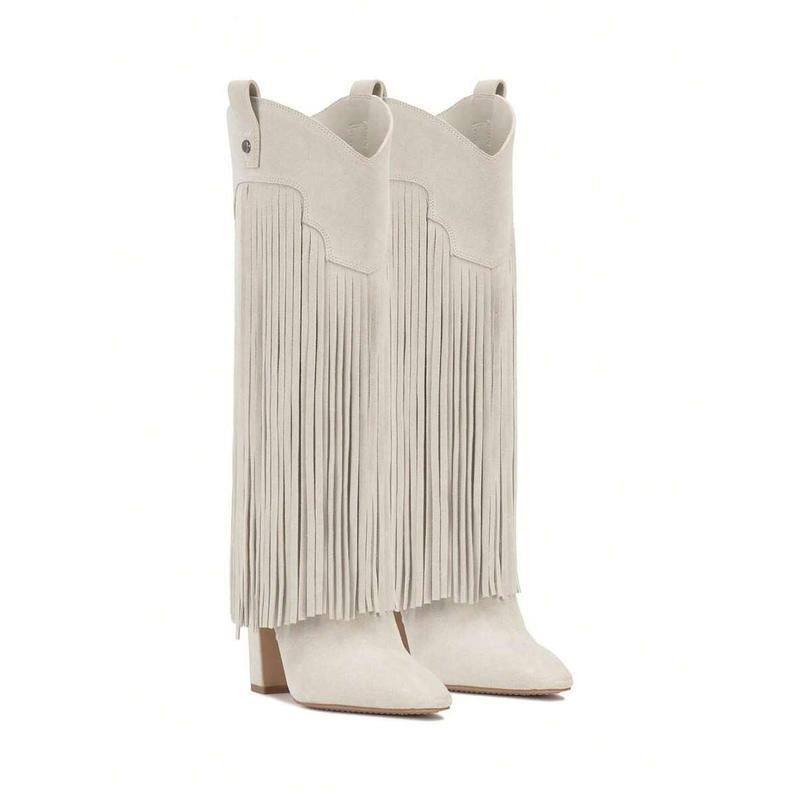 Suede Fringe Western Boots
