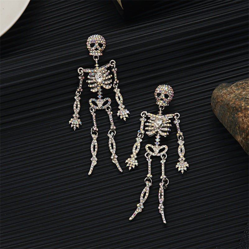 Halloween Series Rhinestone Skull Earrings
