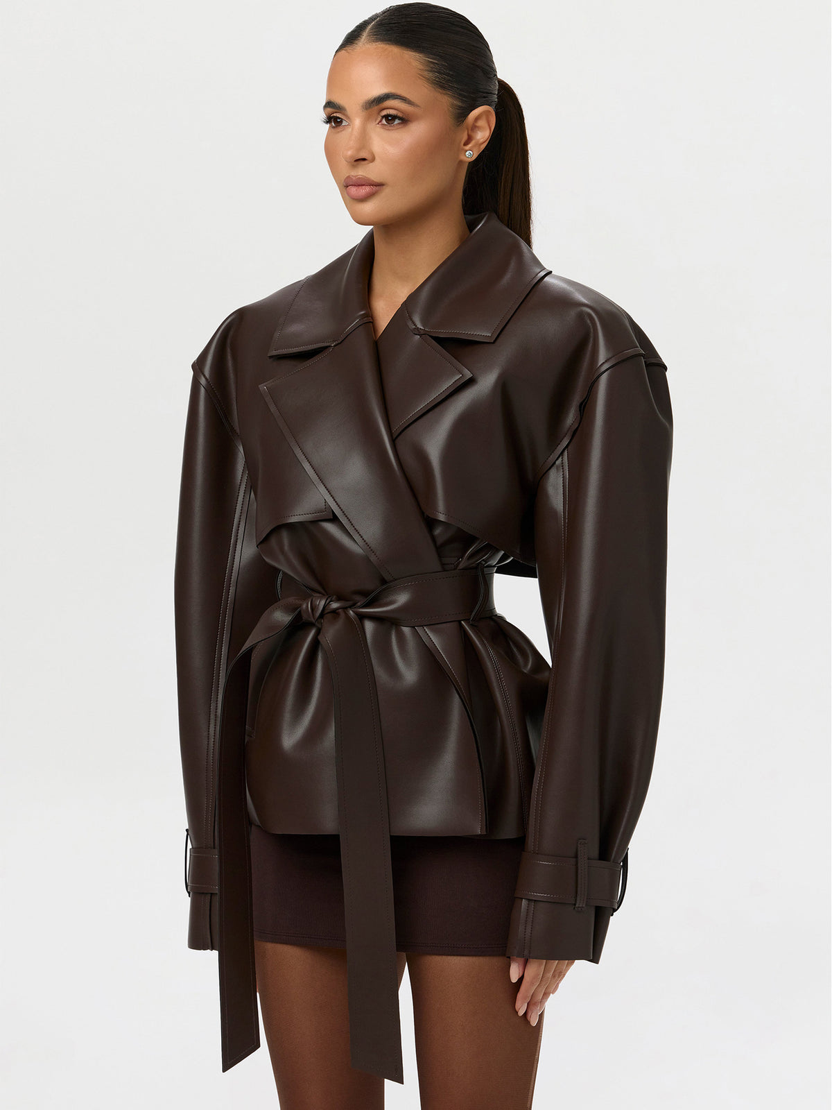 Fitted PU Leather Jacket