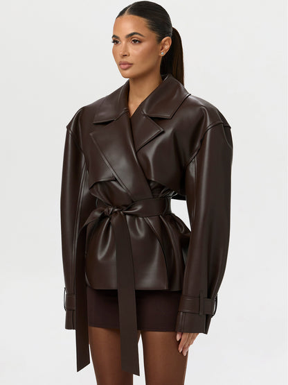 Fitted PU Leather Jacket