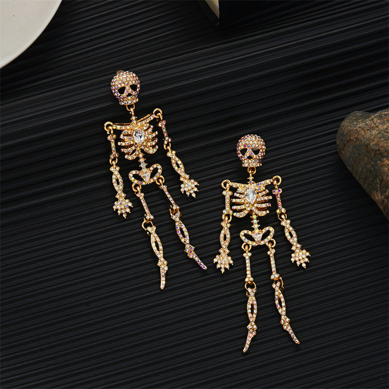 Halloween Series Rhinestone Skull Earrings