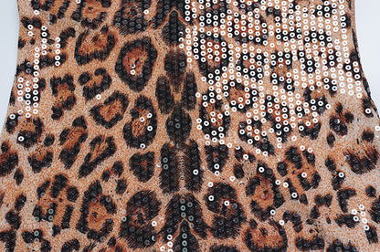 Lace And Leopard-print Sequin Camisole Dress