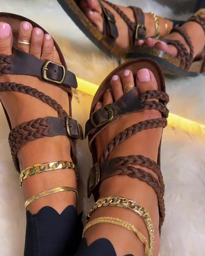 Woven Multi-strap Platform Beach Sandals