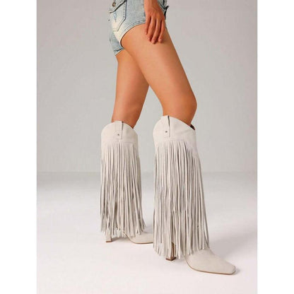 Suede Fringe Western Boots