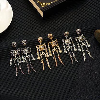 Halloween Series Rhinestone Skull Earrings