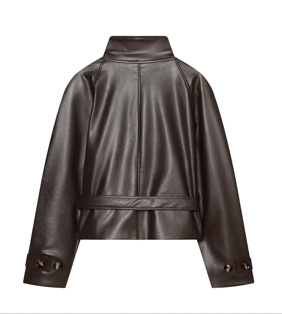 Padded-shoulder Trench-style Jacket