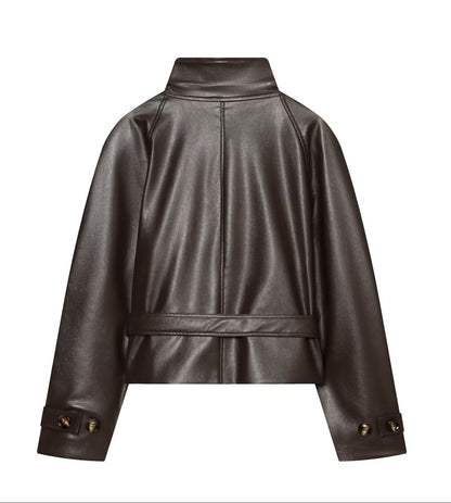 Padded-shoulder Trench-style Jacket