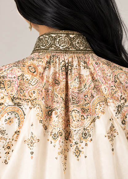 Elegant Chiffon Lantern-Sleeve Dress