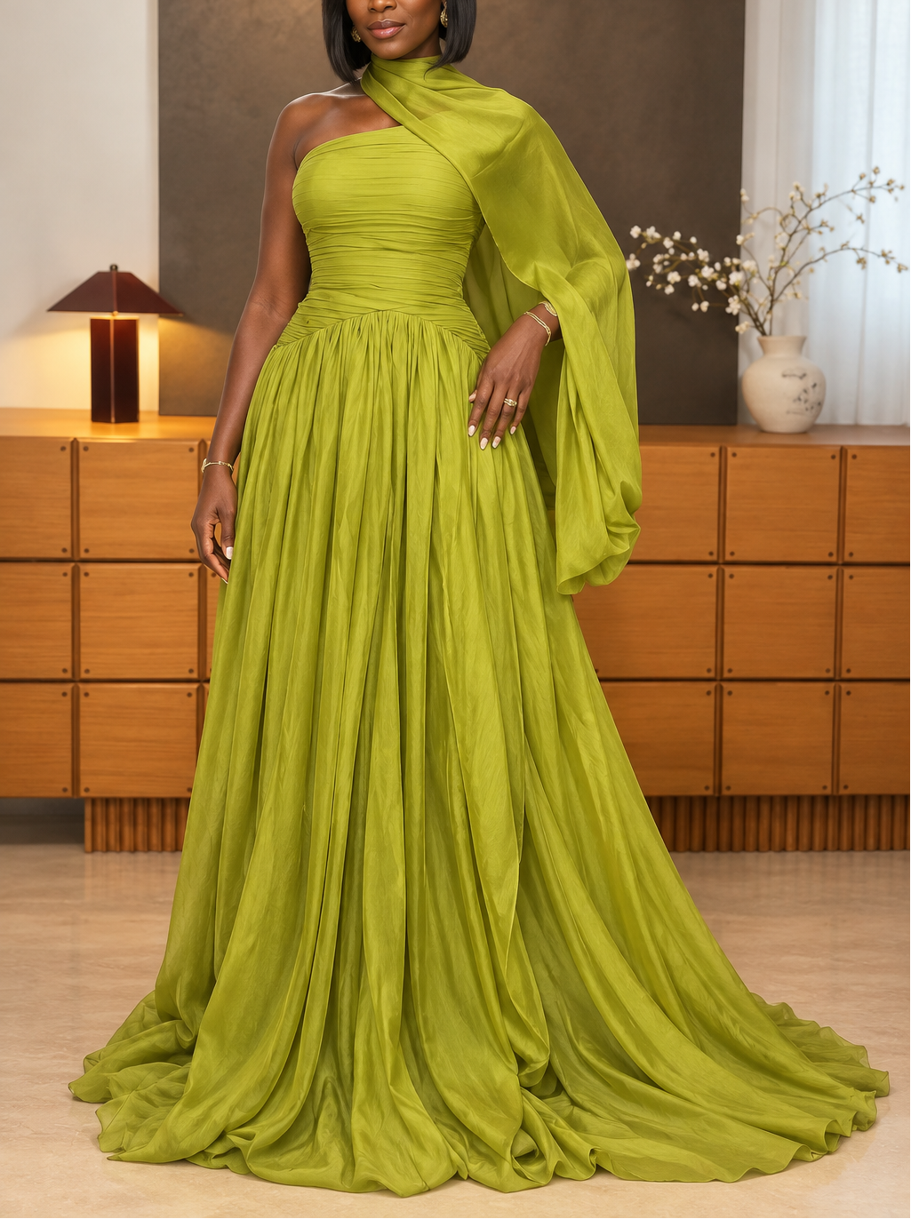 Elegant Solid-color Formal Dress